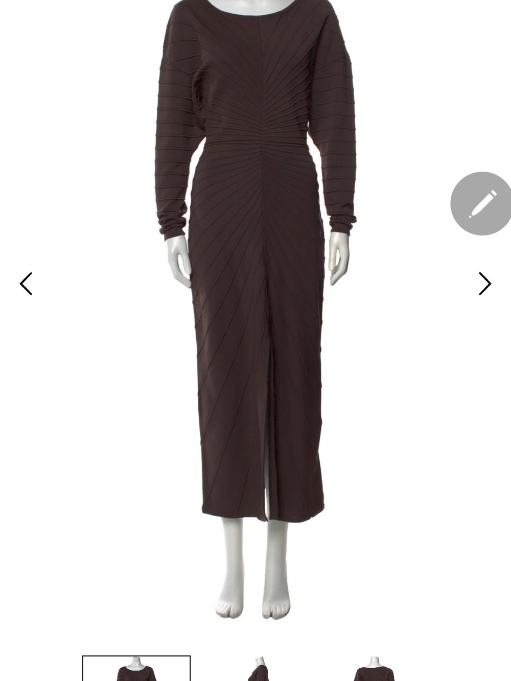 Aje Dark Brown Long-Sleeve Ruched Midi Dress